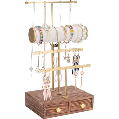3 Tier Jewelry Stand Tower with Wooden Drawer