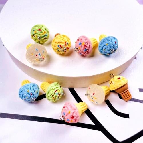 30*28mm 10pcs Fashion Cute Simulated Ice Cream Cone Pendant Charms for Woman Girls Cartoon Fashion Jewelry Findings DIY Earrings