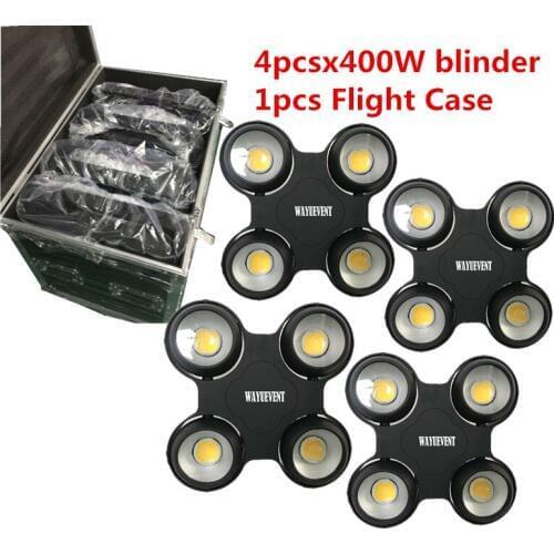 4pcs + Flight case IP65 waterproof outdoor 4x100W cob led blinder stage light white warm white color 400w led dmx dj lighting