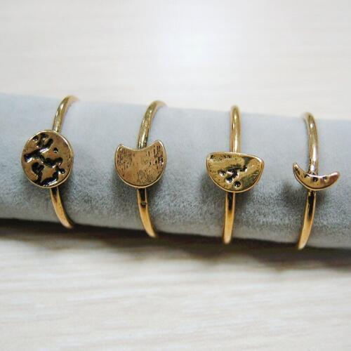 4pc/Set Vintage Style Moon Rings Funny Crescent For Men Women Geeks Jewelry Free Shipping