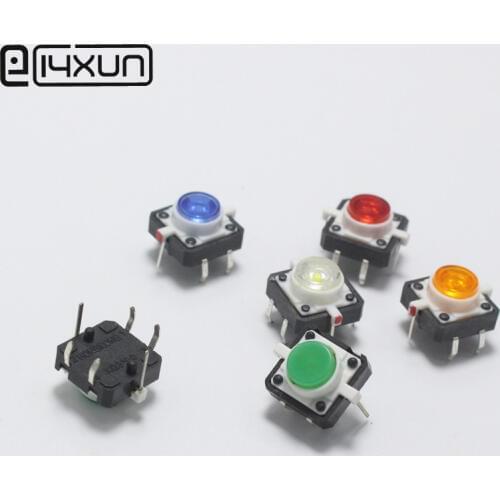 5pcs 12*12*7.3mm 4pin Tactile Tact Mini Push Button Switch with LED Light 12x12x7.3mm 4p Vertical Micro Switch