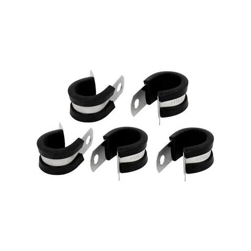 16mm Dia EPDM Rubber Lined P Clips Cable Hose Pipe Clamps Holder 5pcs