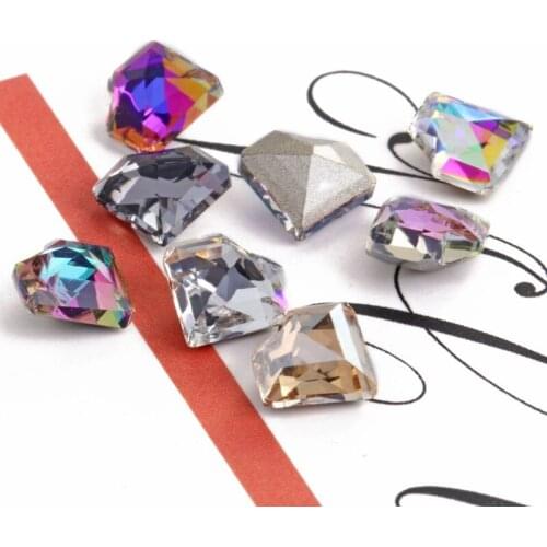 8mm 50pcs High Quality Heart Shape Loose Rhinestones Golden Bottom Glass Crystal Strass AB Colors Fancy Stones DIY Accessories