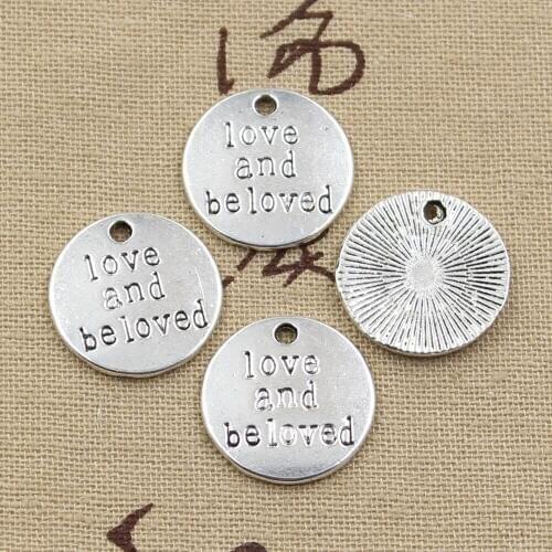 8pcs Charms Plates Love And Beloved 20x20mm Antique bronze silver color Pendants Making DIY Handmade Tibetan Finding Jewelry