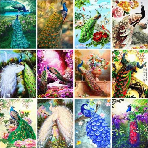 AZQSD Diamond Painting 5d Peacock Cross Stitch Rhinestones Diamond Embroidery Animal Wall Art Needlework Gift Home Decor