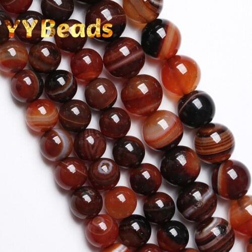 Natural Red Black Dream Stripes Agates Beads Round Loose Spacer Charm Beads For Jewelry Making Women Bracelets Ear Studs 4-12mm