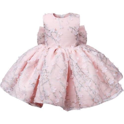 Flower Toddler Baby Girl Infant Princess Dress Baby Girl Wedding Dress Pink Lace Tutu Kids Party Vestidos for 1 Years birthday