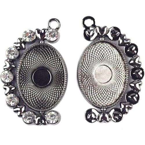 4pcs 18x25mm Elliptic DIY Spot Drill Pendant Collet Rotation Ellipse Alloy Decoration Accessories Time Stone Pendant Keychain