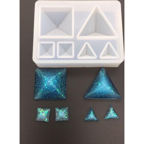Pyramid Shape Silicone Cabochon Crystal Pendants Mold DIY Embellishment Ornaments Jewelry Making Mould