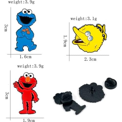 Sesame Street Cartoon Brooch ELMO and COOKIE MONSTER Alloy Enamel Brooches&Pins Lovely Jewelry Cloth Bags Hats Badge Pin