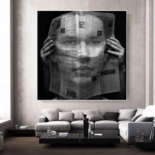 Art Newspaper Character Canvas Painting Modern Creative Posters and Prints Wall Pictures for Living Room Home Decoration