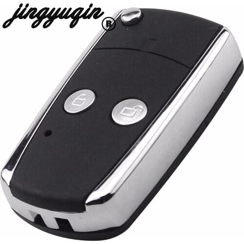 Jingyuqin For Toyota Camry Corolla Yaris Echo Prado Hilux Shining Metal Frame TOY43 Key Shell 2 Button Flip Remote Key Fob Case