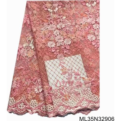 BEAUTIFICAL African Lace Fabric embroidery lace 2021 High Quality French Mesh Lace Fabric For wedding Dress ML35N329