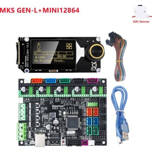 MKS GEN L V2.1 3D printer motherboard diy starter parts + LCD12864 display MKS MINI12864 support TMC2208 2209 drv8825 TMC2130