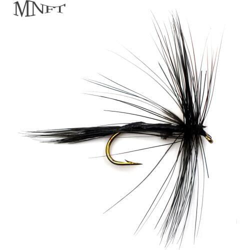 MNFT 10PCS Fly Fishing Flies Fishing Dry Flies Trout Lures Artificial Bait Lure Black Mosquito Hook Size 10