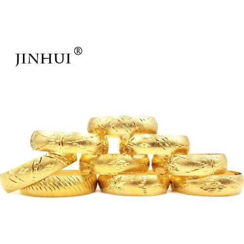 Fashion Bracelet 24k gold Bangles for Women Bride Wedding gifts Wide Bracelets Ethiopian France African Dubai Fine Jewelry gifts
