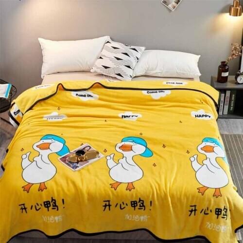 Cartoon Yellow Blanket For Beds Coral Fleece Throw Blanket Bed Bedclothes King Queen Full Size Office Travel Office Nap Blankets
