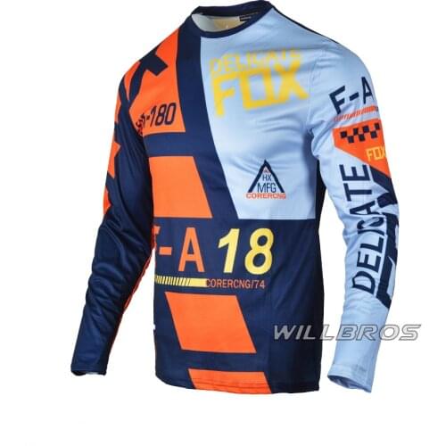 Street Moto Racing Jersey Motocross Motorbike BMX Bike Delicate Fox 180 Sayak Men Long Sleeve Racing T-shirt