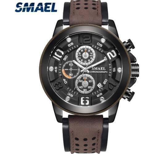 2019 SMAEL Sport Mens Watches Luxury Alloy Watch Men Casual SL-9083 Fashion Leather Waterproof wristWatch box Relogio Masculino