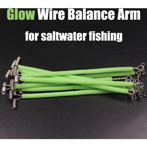 50pcs Saltwater Fishing T Shape Darkness Glow Wire Balance Arm With Swivel Beads Fishing Rig Branches Dropper Terminal Tackle