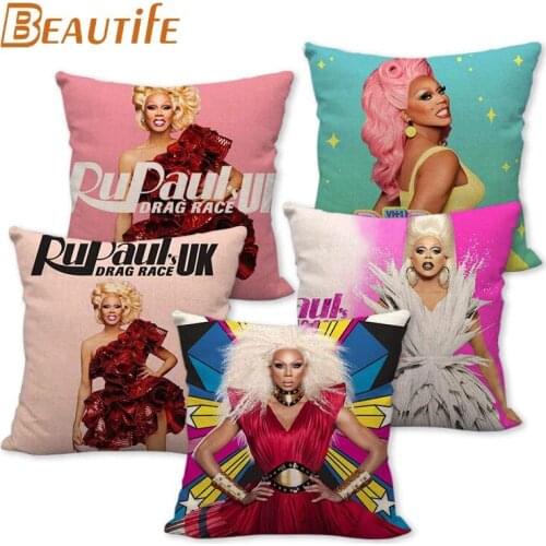 New Arrival RuPaul Pillowcase Bedroom Home Decorative Cover 45x45cm Square Zipper Pillow Cases Cotton Linen Fabric No Fade