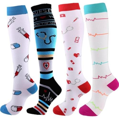 New Compression Socks Knee High Fit For Edema Diabetes Varicose Veins Running Marathon Cycling Sports Socks Women Men Socks