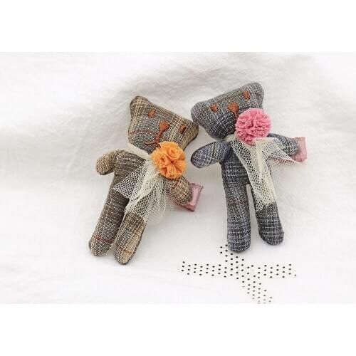 Hair Clip Hairpins For Baby Girls Hairgrips Kids Hair Accessories Handmade Cotton Cute Little Bear Hair pin Barrettes Headwear