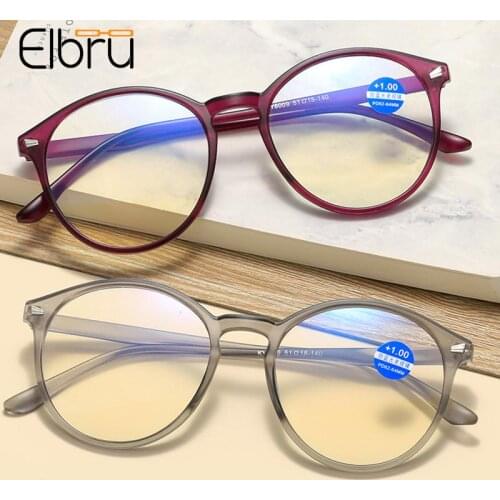 Elbru Anti-blue Light Reading Glasses Retro Big Frame Presbyopic Glasses TR90 Meterial Unisex +1.0 +1.5 +2.0 +2.5 +3.0 +3.5