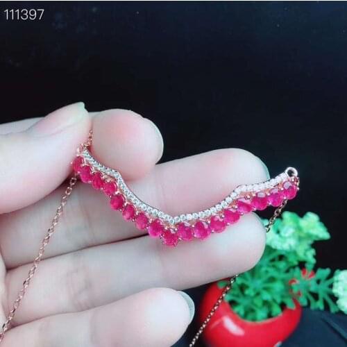 Natural Real Ruby necklace with pendant Free shipping 925 sterling silver Natural real ruby Fine jewelry