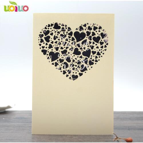 Popular laser cut heart wedding invitation card wedding and party souvenir gift pocket invitations