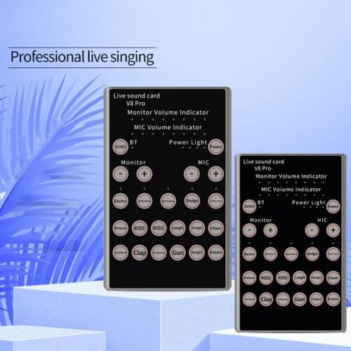 Silver Gray Practical Live Broadcast Bluetooth Sound Card Portable Live Broadcast Sound Card Plug Play for Recording