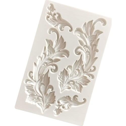Vintage Relief Flourish Silicone Mold for DIY Cake Topper Border Decoration Tool Craft Embosser Mould Wedding Baking