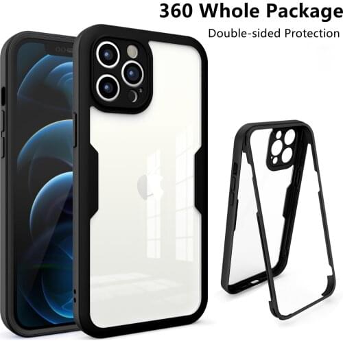 360 Full Cover Double Phone Case For iPhone 12 11 Pro MAX XSMAX XR X XS 7 8 Plus SE2020 Luxury Full Body Protection Cover Coque