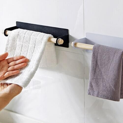 Glue Storage Rack For Kitchen Wipes Towel Holder Save Space Cloth Drying Stand Wall Hanging Iron Single Pole Towel Bar Stickers