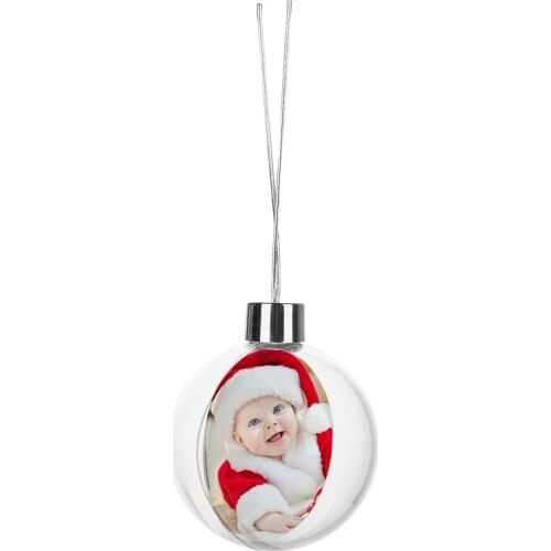 Sublimation christmas hanging blank plastic ball personalized consumables supplies hot transfer printing DIY material 10pcs/lot