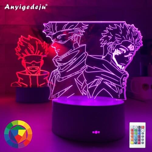LED Night Lamp Anime Lamp Jujutsu Kaisen Gojo Satoru Figure for Kids Bedroom Decor Nightlight Manga Cool Gift Child Table Lamps