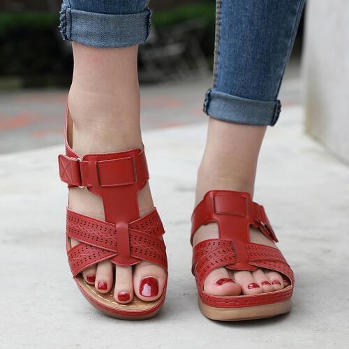 Fish mouth slippers Non-slip lightsome Comfortable platform heel Open-toed Rome Slippers Beach Shoes Wedge Sandal Large Size