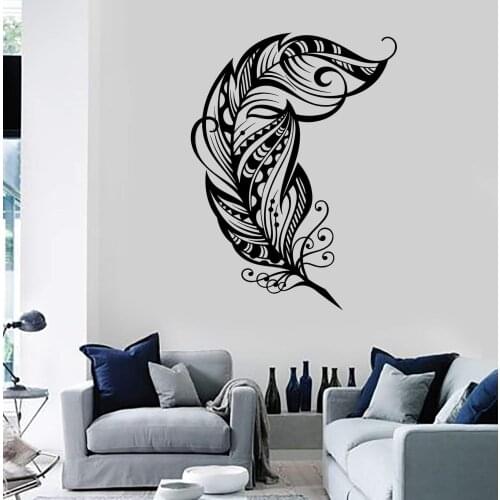 Vinyl Feather Wall Sticker Dream Catcher Wall Sticker Romantic Decoration Home Living Room Bedroom Beautiful Wall Decoration bm7