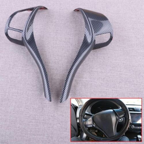 CITALL Car Inner Steering Wheel Strip Trim Cover Fit For Nissan Altima 2013 2014 2015 2016 2017 2018 Carbon Fiber Style Black