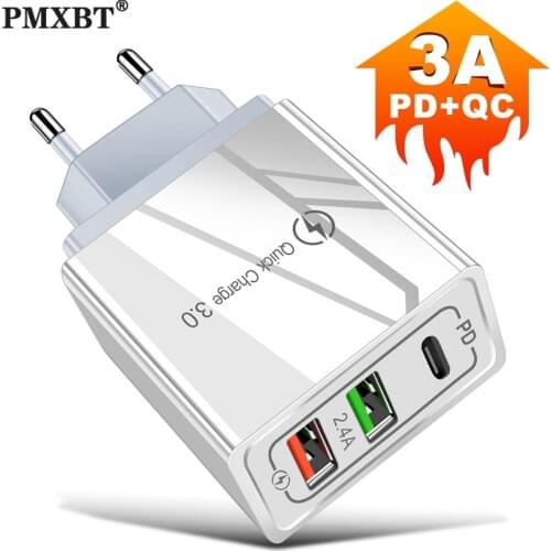 USB Charger PD Type-C Quick Charge 3.0 QC Fast Charging Travel Mobile Phone Charger For iPhone 11 Pro Max XS Samsung S10 S20 S9