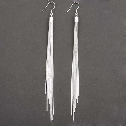 NEW 1Pair Elegant Jewelry Fashion Women Noble Tassels Silver Plated Long Silver Hook Dangle Earrings Gifts for Women Girls