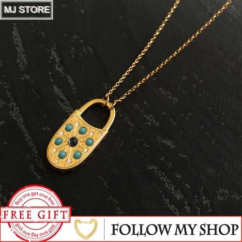July The New S925 Sterling Silver Long Lock Pendant Necklace Fashion Personality High-end Luxury Brand Monaco Jewelry Woman Gift