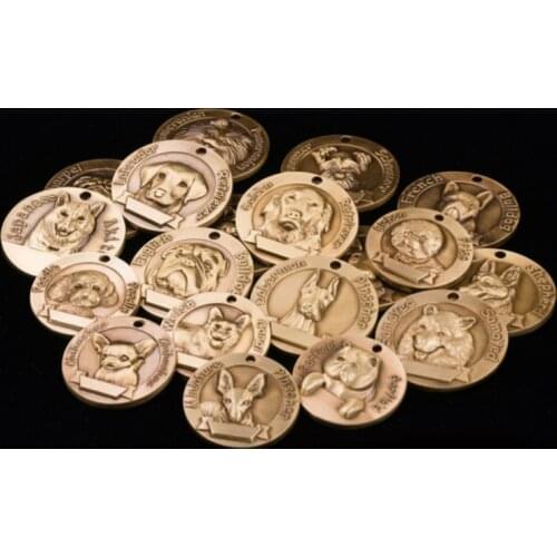 Pet Dog ID Tag Anti-lost Pet Dog Cat Collar Accessories Decorative Pet ID Tags Dog Label Brass Cat Label Custom Pit Bull