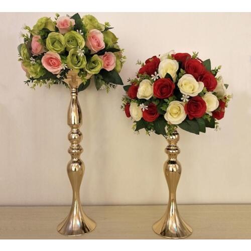 Gold Candle Holders 50CM/20" Flower Vase Candlestick Wedding Decoration Table Centerpiece Flower Rack Road Lead 10 PCS SN1248
