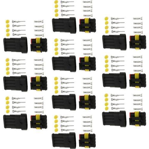 10 Kit 4 Pin Way Sealed Electrical Wire Connector Plug Terminal,Waterproof