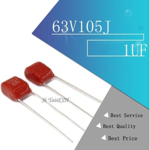 10PCS 63V105J 1UF Pitch 5MM 63V 105 1000nf CBB Polypropylene film capacitor