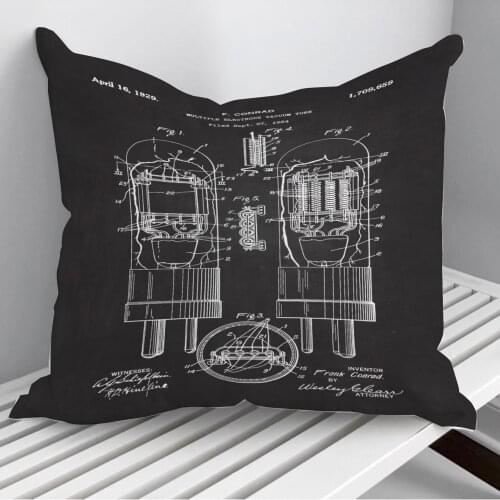 1929 Vaccum Tube Patent Throw Pillows Cushion Cover On Sofa Home Decor 45*45cm 40*40cm Gift Pillowcase Cojines Dropshipping