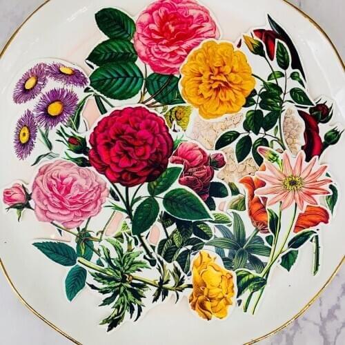 20PCS Flowers paper stickers crafts and scrapbook paper childrens toys book decoration stickers DIY