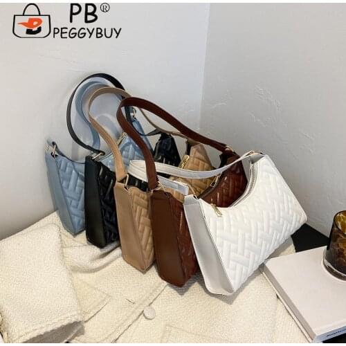 2021 Fashion Solid Color Pleated Tote Bag Vintage Women Woven PU Small Underarm Bag Casual Ladies Pure Color Shoulder Bags