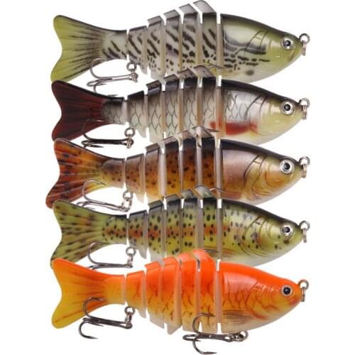 5PCS Luya Lure Mini Fishing Lure 10Cm/16G 7-Section Simulation Plastic Fake Fishing Lure Bass Fishing Lures